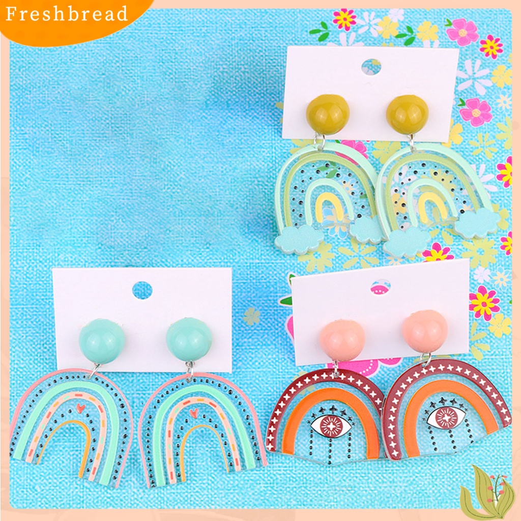 &lt; Freshbread &gt; 1pasang Anting Tusuk Lucu Bebas Alergi Akrilik Desain Kreatif Awan Pelangi Anting Menjuntai Untuk Perempuan