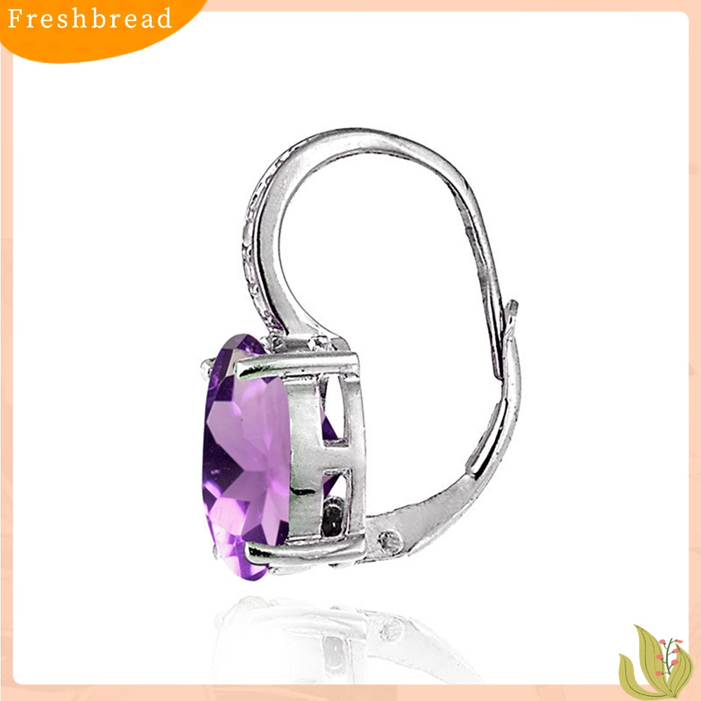 &lt; Freshbread &gt; Fashion Oval Kubik Zirkon Wanita Leverback Anting Pesta Perjamuan Pesona Perhiasan