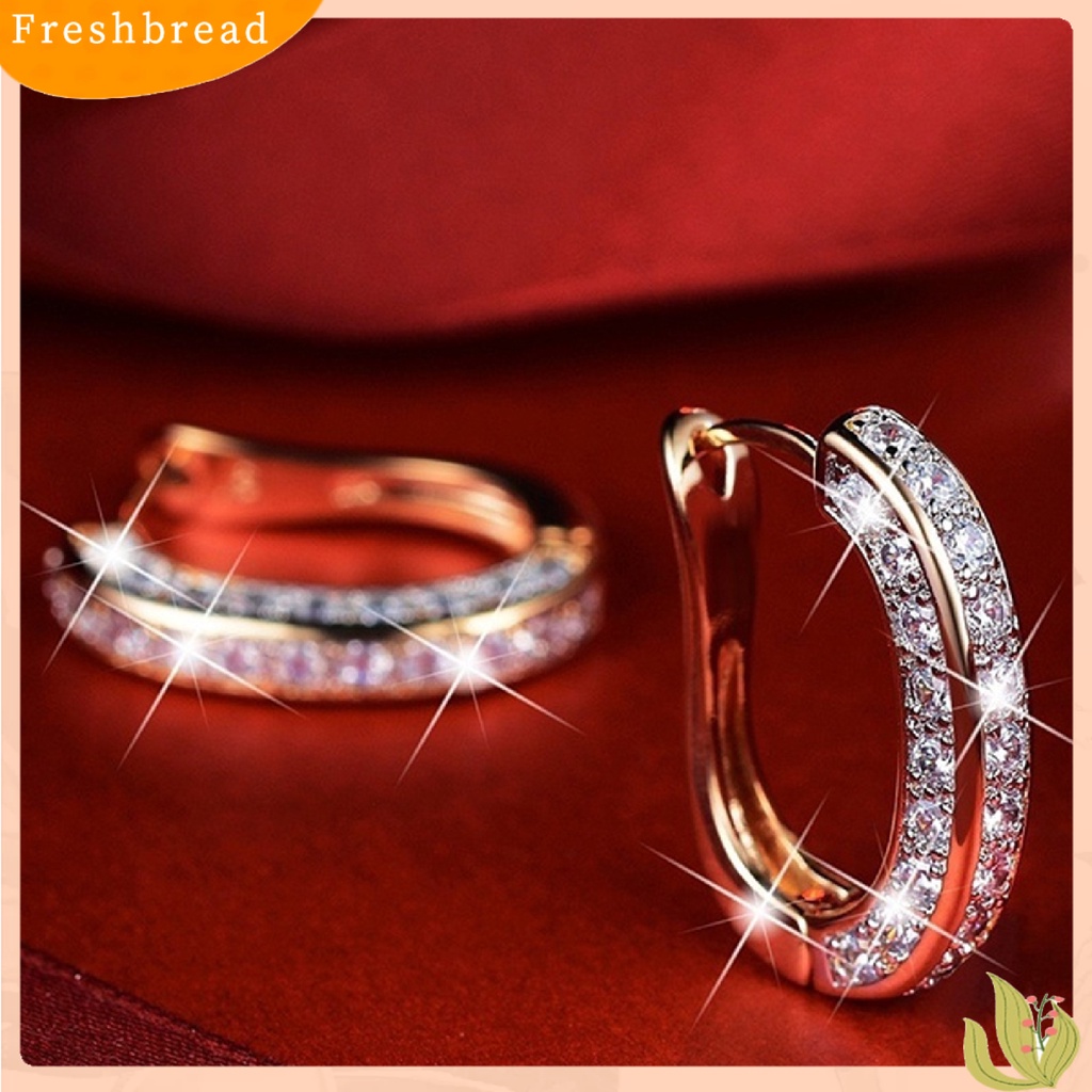 &lt; Freshbread &gt; 1pasang Anting Charm Bentuk Cincin Menarik Anting Huggie Mungil Untuk Wanita