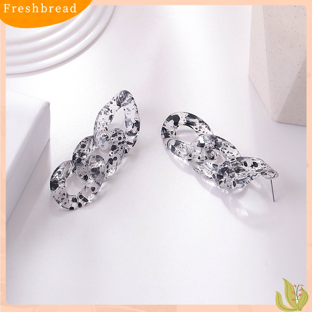 &lt; Freshbread &gt; 1pasang Anting Wanita Rantai Kuba Perhiasan Transparan Geometris Bohemian Drop Earrings Untuk Pesta