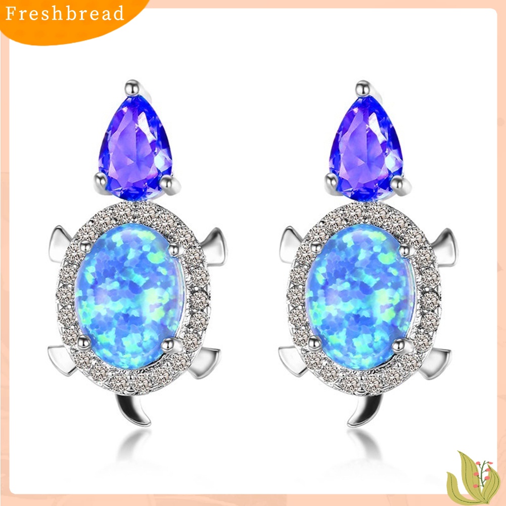 &lt; Freshbread &gt; Fashion Wanita Kura-Kura Imitasi Opal Berlian Imitasi Ear Stud Earrings Perhiasan Pesta