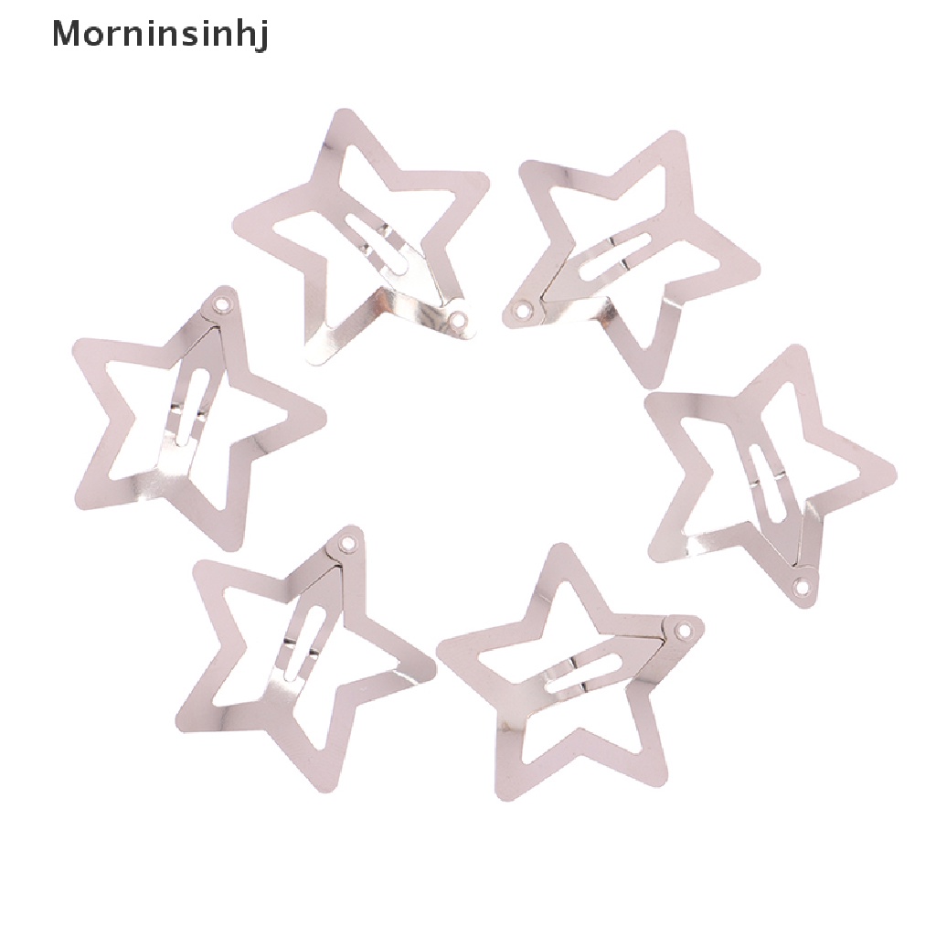 Mornin 4Pcs Jepit Rambut BB Bintang Warna Silver Minimalis Star Snap Hair Clip Untuk Anak Perempuan id