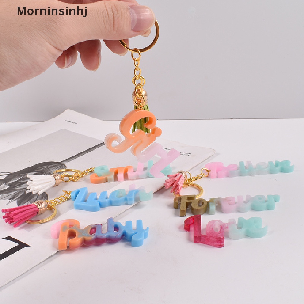 Mornin DIY Kristal Epoxy Resin Kata Alfabet Inggris Berkah Gantungan Kunci Liontin Cetakan Silikon Handmade Dekorasi Membuat Perhiasan id