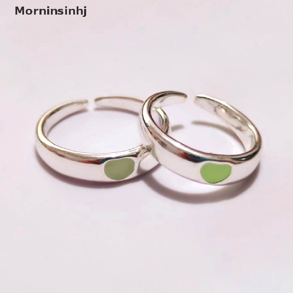 Mornin Baru Cincin Bercahaya Untuk Pasangan Bercahaya Dalam Gelap Cinta Hati Cincin Pasangan Perhiasan Warna Perak Ukuran Yang Dapat Disesuaikan New Fashion Rings id