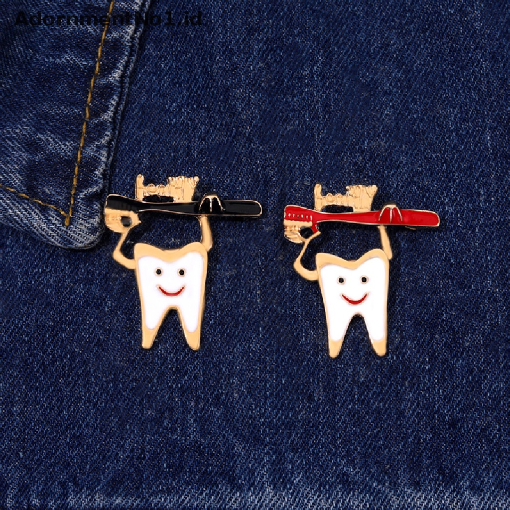 [AdornmentNo1] Kartun Menyenangkan Sikat Gigi Kreatif Melindungi Gigi Bros Indah Sikat Gigi Gigi Enamel Pin Kerah Lencana Aksesoris Dentis Dokter Perhiasan [ID]