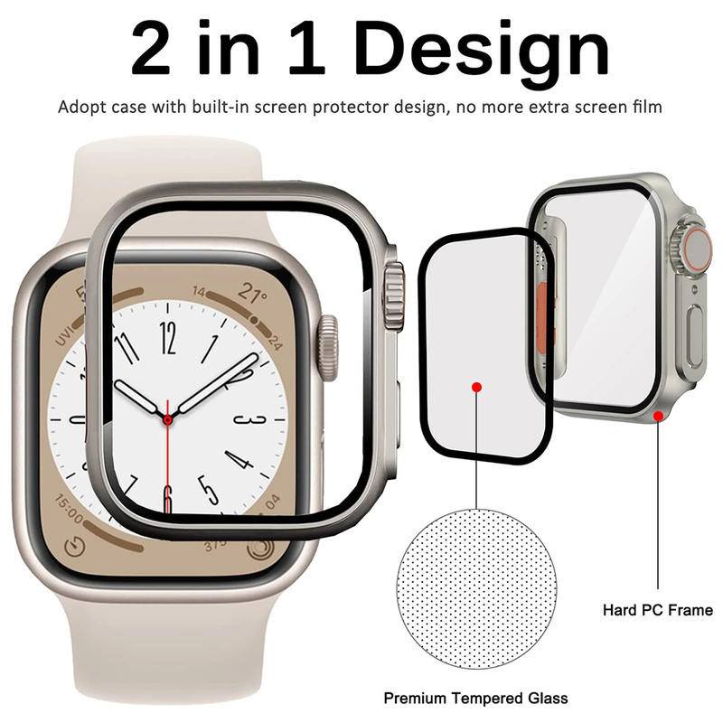 Upgrade Cover for Apple Watch Case SEries 8 7 6 5 4 Se 45mm 44mm 40mm 44mm Pelindung Layar PC Case Tempered Glass Change