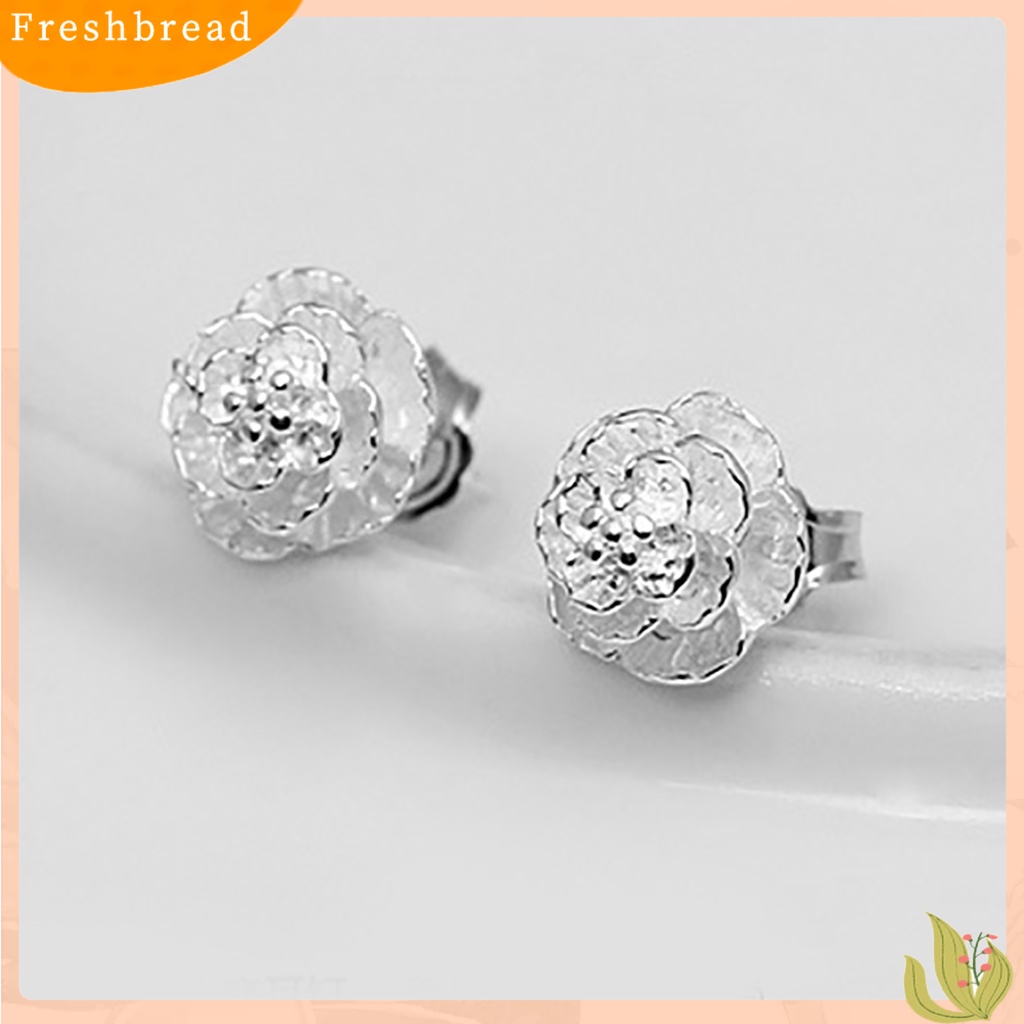 {In Stock} 1pasang Perhiasan Anting Tusuk Wanita Fashion Romantis Bentuk Bunga Lapis Perak Untuk Pesta