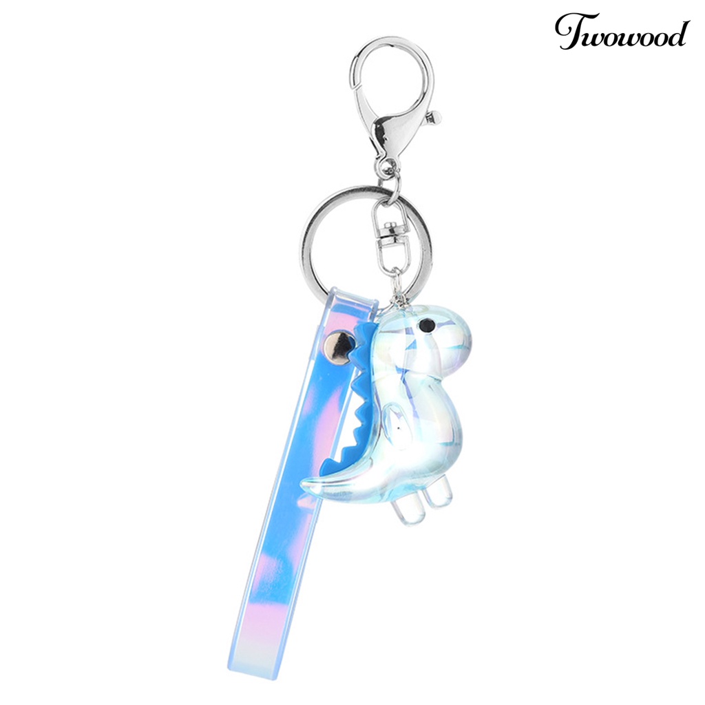 Twowood Key Holder Tiga Dimensi Electroplating Hewan Pengerjaan Indah Poles Menghias Liontin Lucu Imut Kartun Transparan Dinosaurus Gantungan Kunci Aksesori Mobil