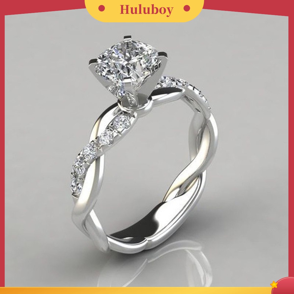 {Ready Stock} Wanita Cubic Zirconia Bertatahkan Twist Finger Ring Hadiah Perhiasan Pertunangan Pernikahan