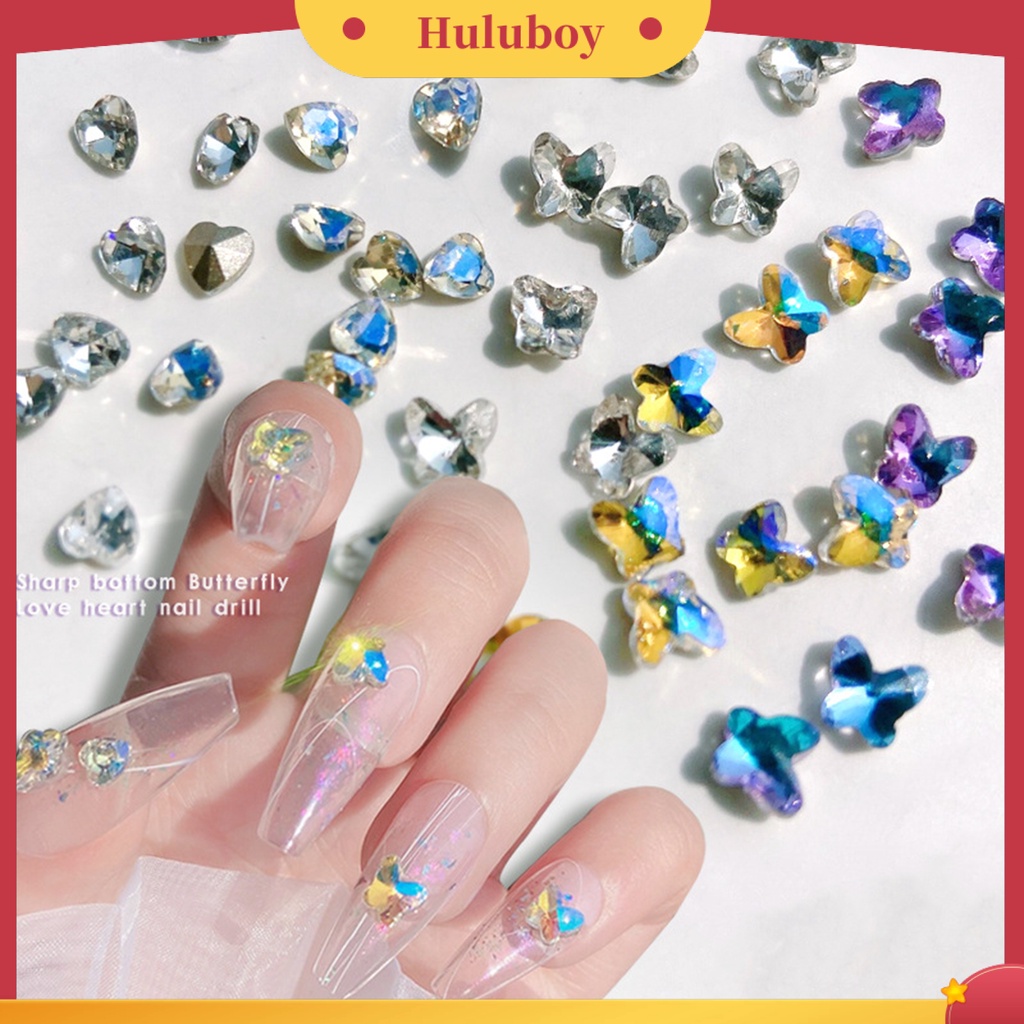 {In Stock} 10Pcs Ornamen Kuku Bentuk Kreatif Warna Hidup Kristal Imitasi Efek 3D Jantung Nail Art Dekorasi Pesona Kuku Untuk Pelajar