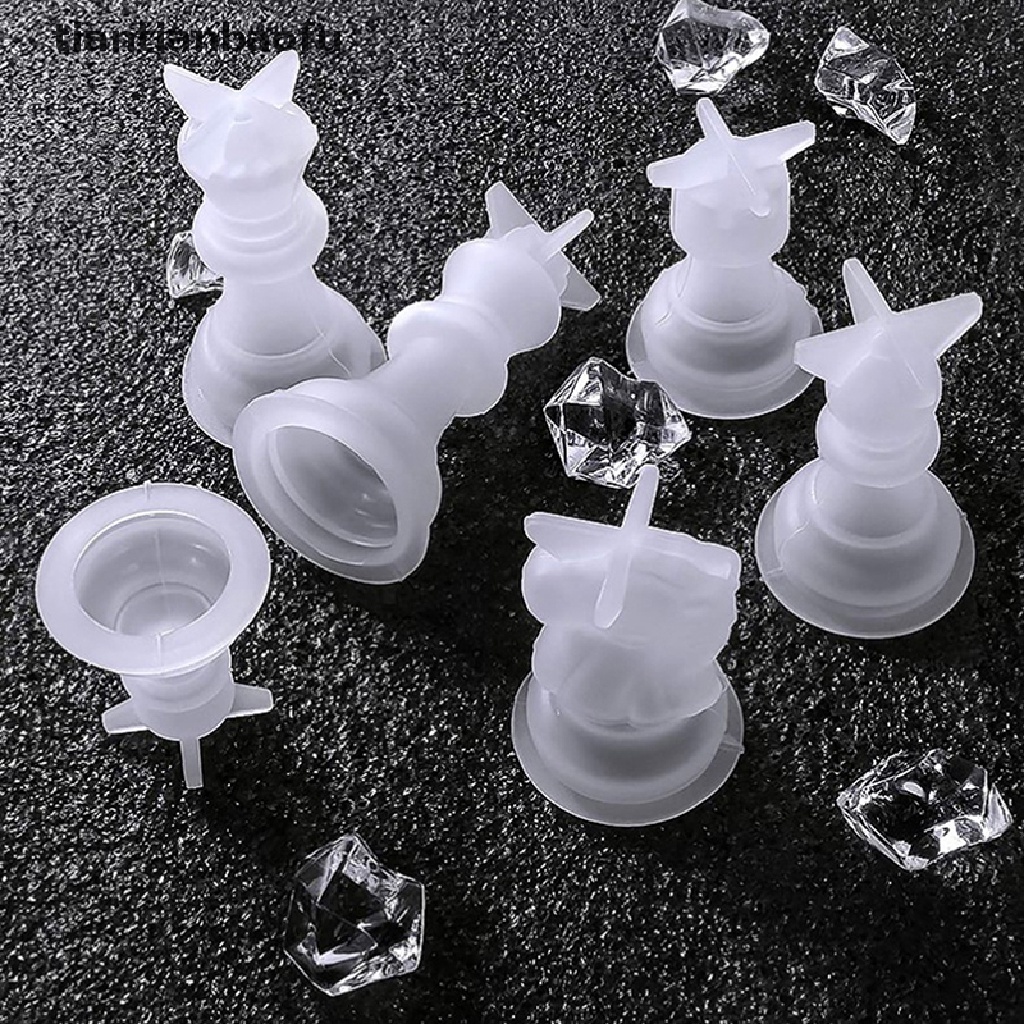 [tiantianbaofu] 1pc DIY Catur Piece Kristal Epoxy Resin Cetakan Queen King 3D Catur Silikon Cetakan Butik