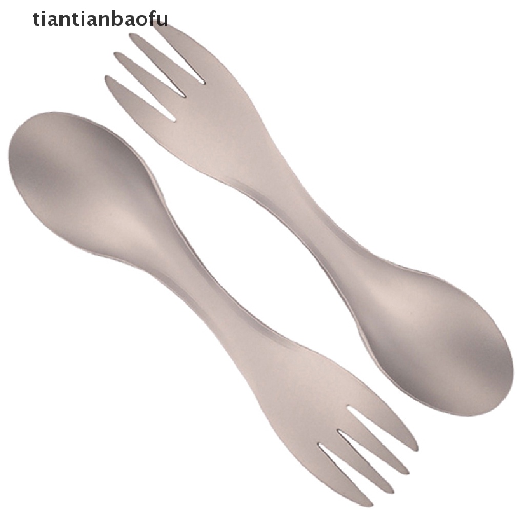 [tiantianbaofu] Sendok Titanium Spork Outdoor Camping Piknik Dual purpose Titanium Fork Spoon Ultralight Cookware Peralatan Berkemah Portabel Butik