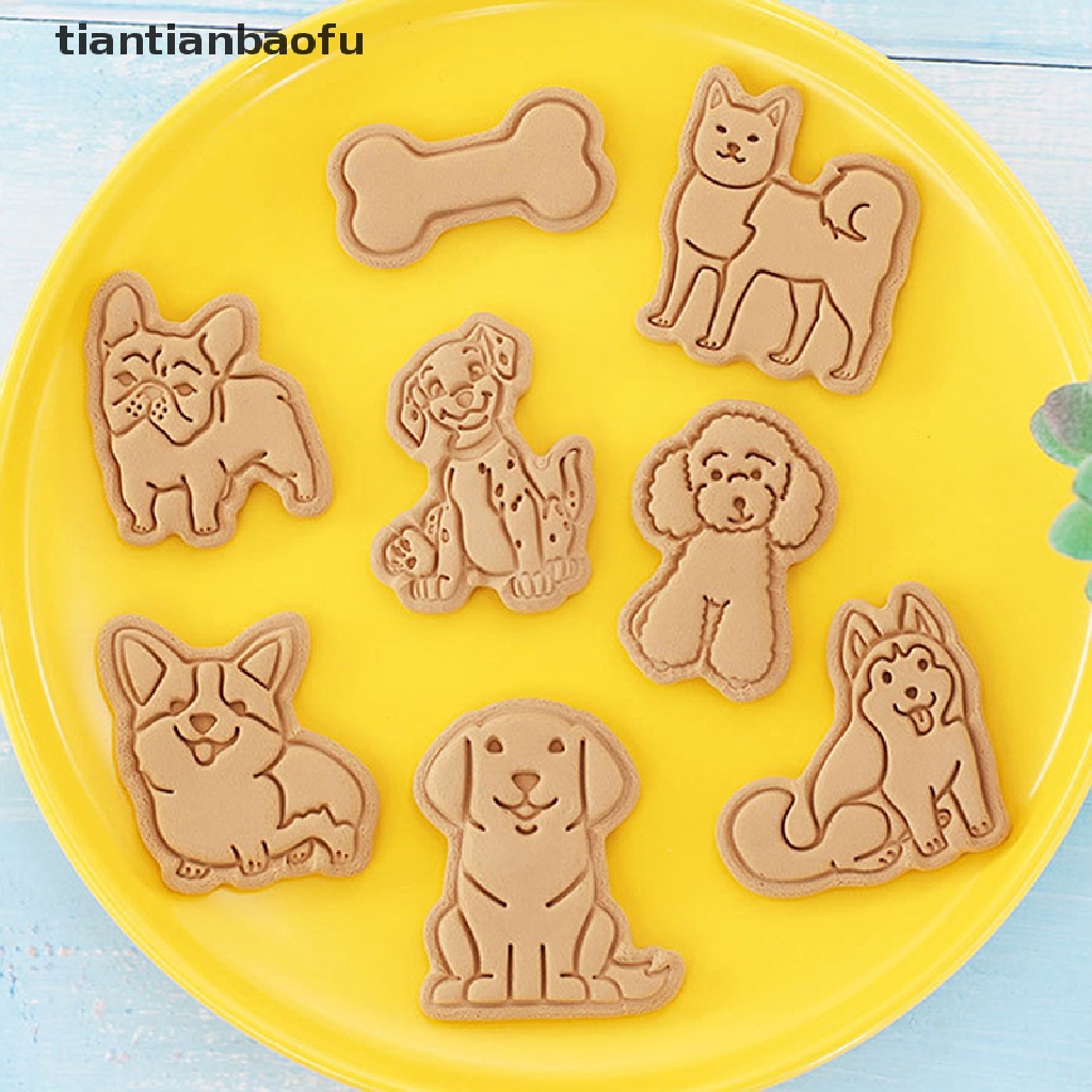 [tiantianbaofu] 8 Pcs Lucu Puppy Biskuit Cetakan DIY Teddy Dog Fondant Cookie Mold Alat Dekorasi Kue Cookie Cutters Pastry Moulds Perlengkapan Baking Butik