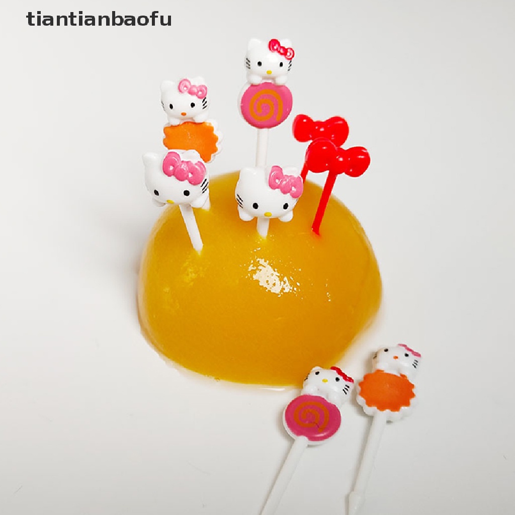 [tiantianbaofu] 8pcs/set Garpu Mini Pengambil Makanan Untuk Anak-Anak Lucu Garpu Buah Bento Box Dekorasi Reusable Kartun Anak Snack Kue Dessert Fruit Fork Boutique
