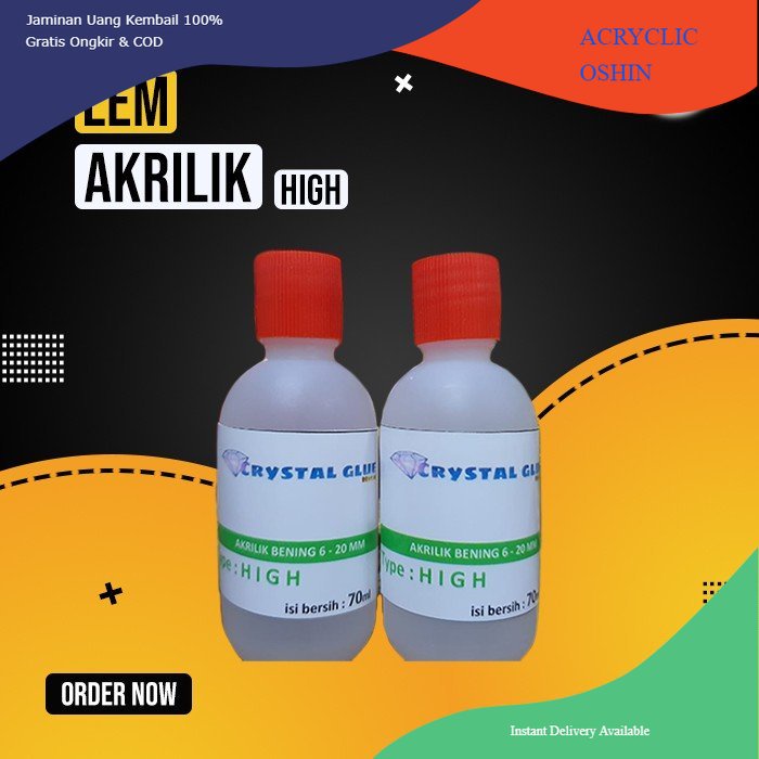 Lem Akrilik Crystal Glue HIGH 70ml - FREE SUNTIKAN PROMO