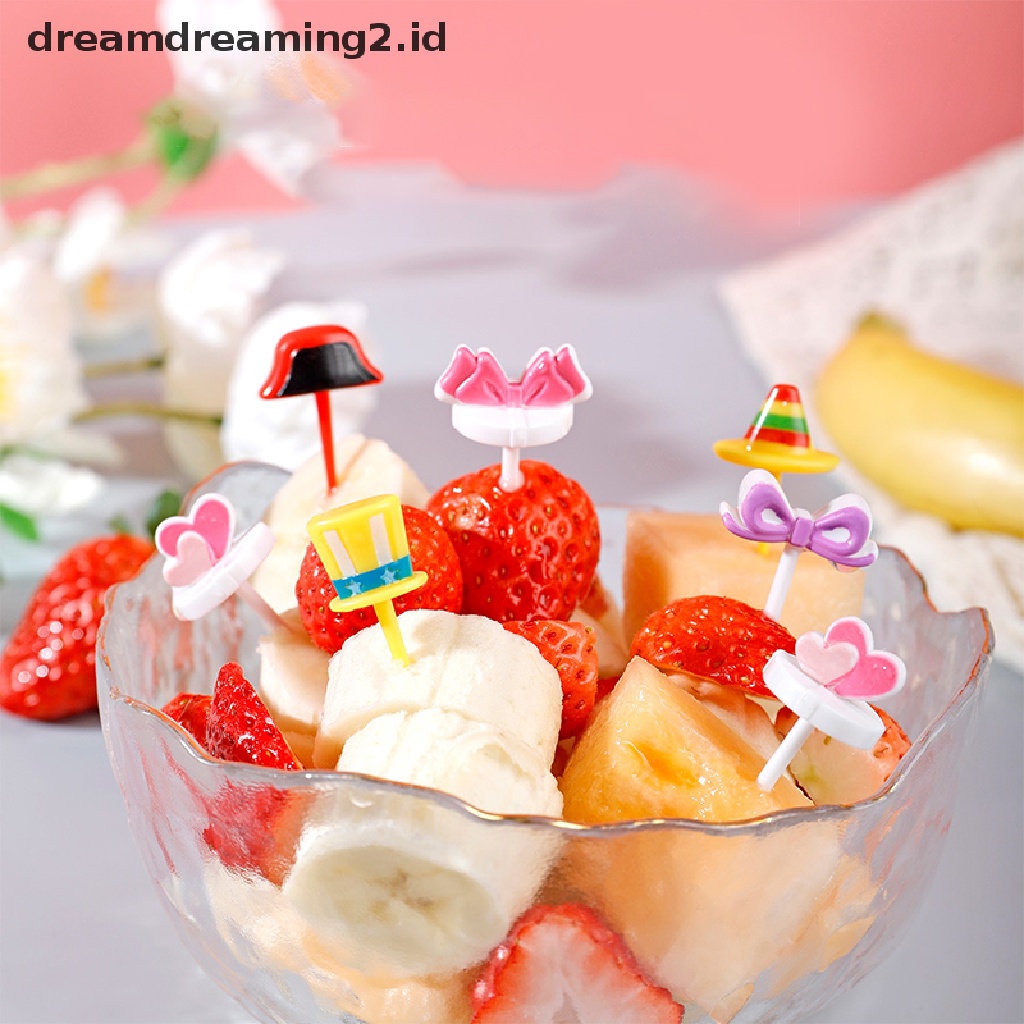 (hot) 6pcs Lucu Mini Flower Farm Kartun Food Picks Anak Snack Kue Dessert Makanan Garpu Buah Makan Siang Bento Aksesoris Dekorasi Pesta//