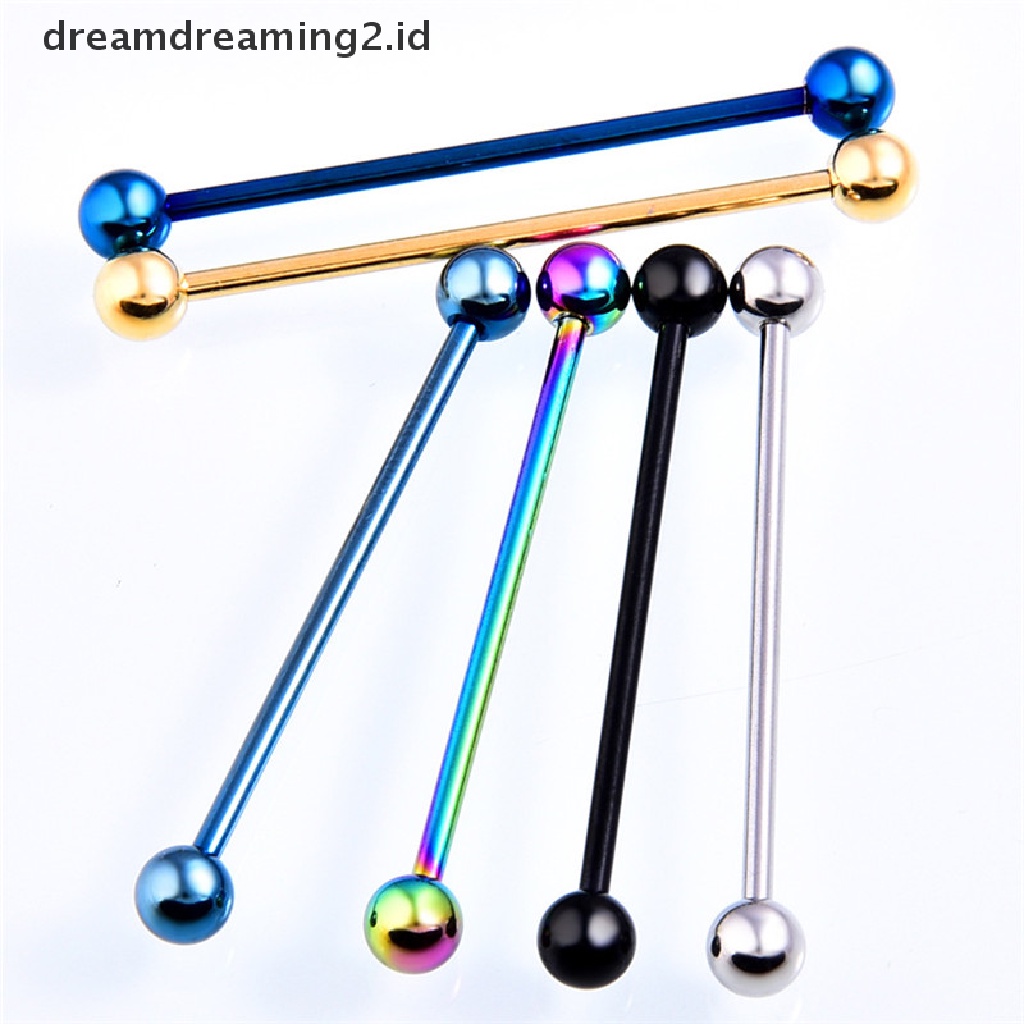 (hot) Surgical Steel Industrial Bar Scaffold Ear Barbell Ring Perhiasan Wanita Bedah Baja Industrial Bar Scaffold Ear Barbel Cincin Wanita Perhiasan2018 Bedah Baja Industrial