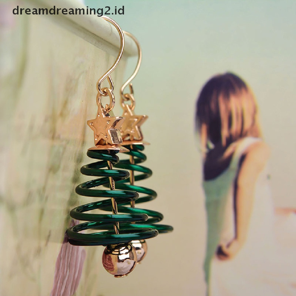 (hot) Statement Anting Pohon Natal Untuk Wanita Santa Claus Snowman Drop Earrings//