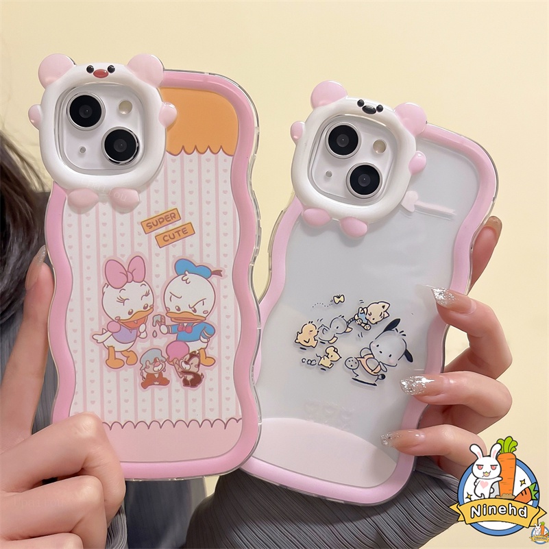 IPHONE Casing Kompatibel Untuk Iphone14 13 12 11 Pro Max X Xr Xs Max7 8 6 6s Plus SE Pasangan Kartun Bebek Casing Ponsel Lensa Monster Kecil Bening Soft Case Cover Shockproof Cover Pelindung