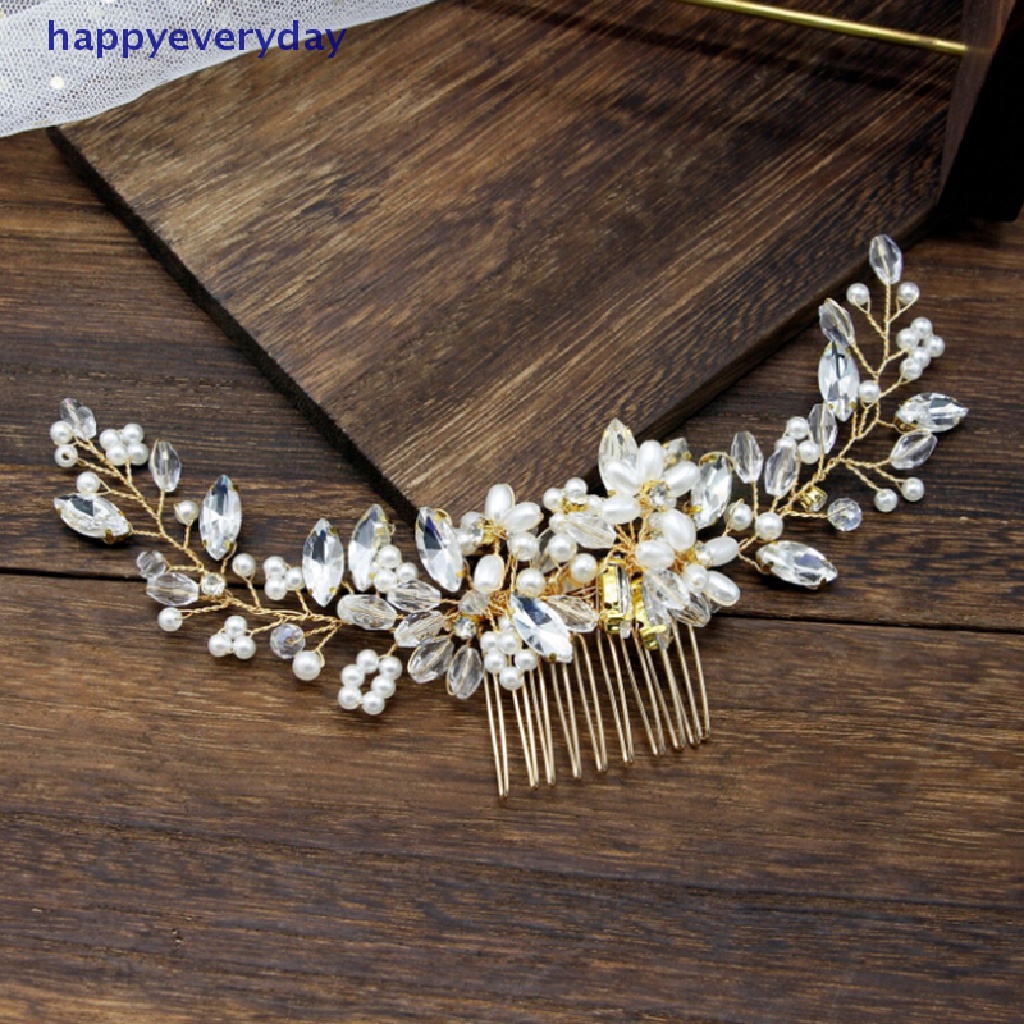 [happy] Sisir Rambut Pengantin Bridal Mewah Wedding Pearl Bead Clip Tiara Headband New [ID]