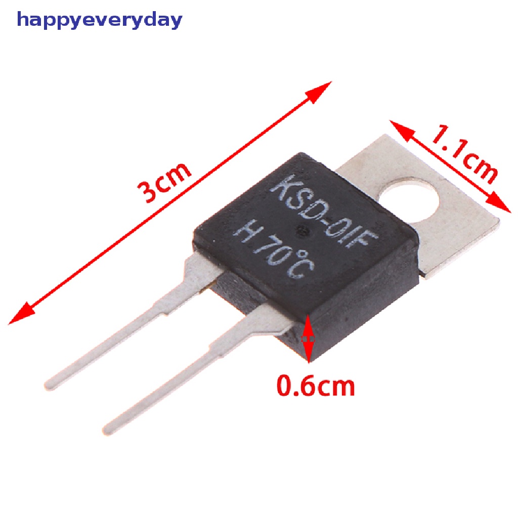 [happy] 2pcs Termostat Sensor Suhu Saklar Thermal Normal Terbuka KSD-01F 70degc [ID]