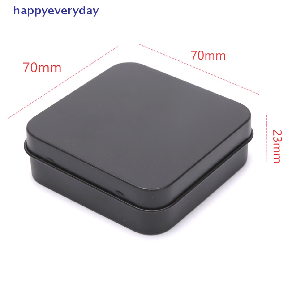 [happy] Wadah Kaleng Logam Mini Persegi Berengsel Flip Penyimpanan Tin Box Perhiasan Coin Case [ID]