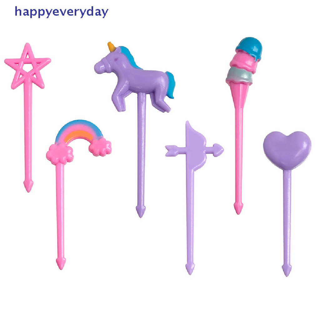 [happy] 6pcs Set Garpu Buah Makanan Mini Kartun Untuk Anak-Anak Dessert Forks Decor Party Supply [ID]