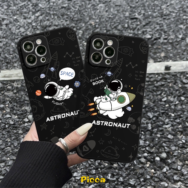 Lovely Couple Casing Redmi A1 9 12C 10 9A 9T 9C NFC Redmi Note 11 10 9 10Pro 8 10s 10 Pro Plus MI 10 11 Lite 10T Poco M4 F4 M5 M3 Pro F3 X3 Pro Kartun NASA Antariksa Sarung Astronot