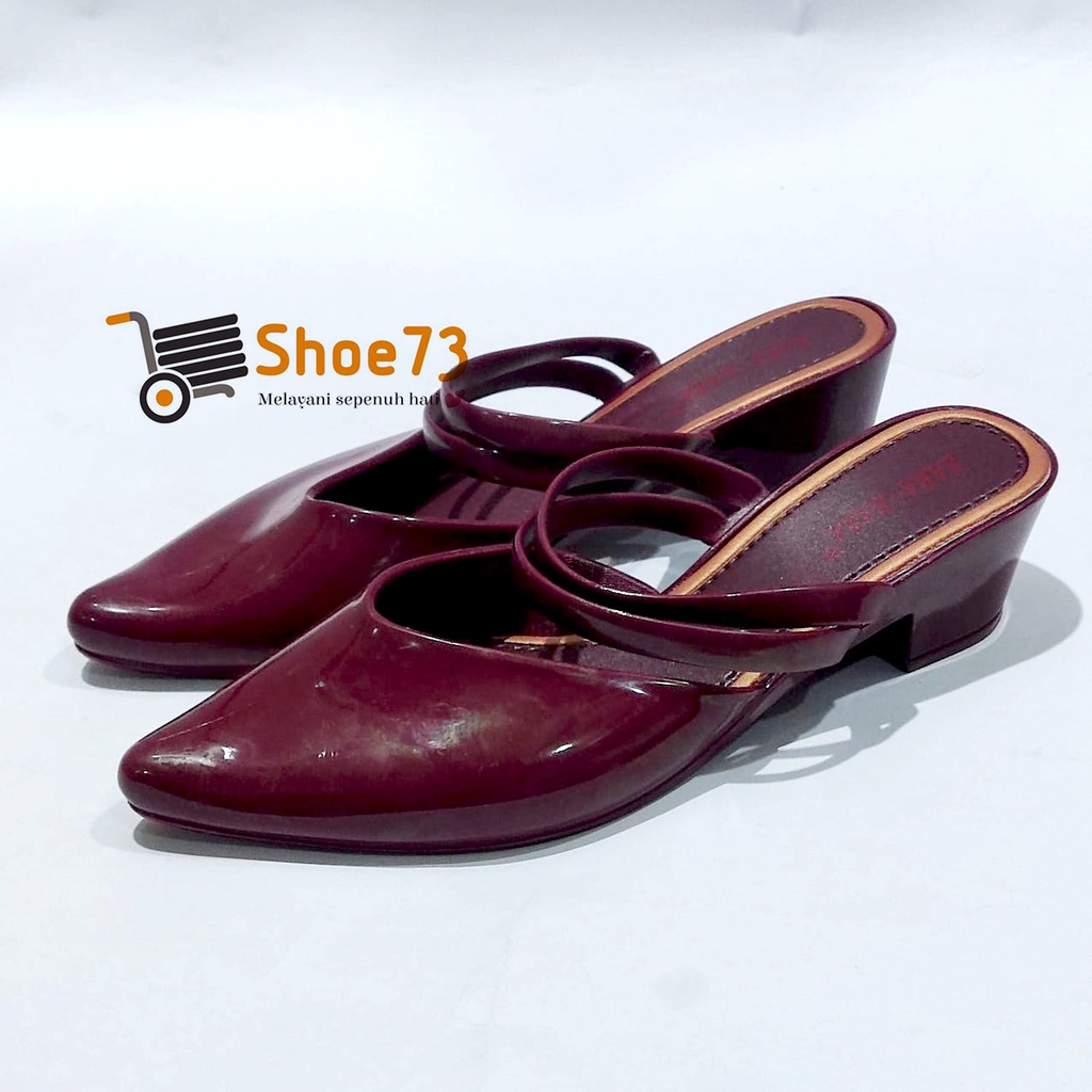 BARA-BARA 713-SPT2TL ORIGINAL, Heels jelly sandal / sendal slop lancip glossy wanita cewek impor