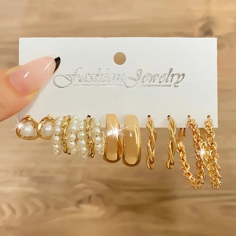 Set Anting Mutiara Emas Mewah Untuk Wanita Fashion Hati Kupu-Kupu Hoop Earring Perhiasan Aksesoris