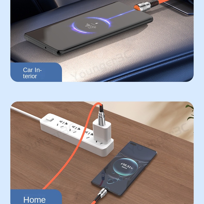 100w Adaptor Ganda Tipe C PD Flash Charging Cable 2In1 Kabel Data Penggunaan Ganda Kecepatan Tinggi 6A Jalur Pengisian Super Cepat Untuk ios Tipe C