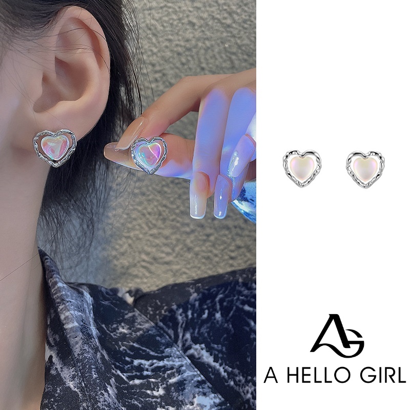 Anting Tusuk Sterling Silver 925 Desain Hati Hias Zircon Putih Untuk Wanita