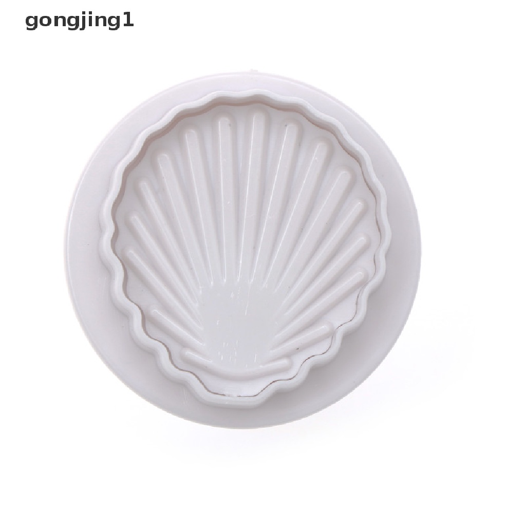 Ggg 3Pcs Shell Shape Plunger Cutter Fondant Alat Dekorasi Kue Cetakan Kue SugarCraft ID