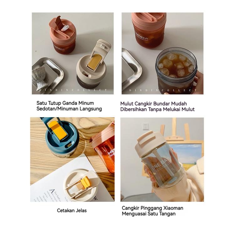 【COD】450ML Tumbler Botol Minum Aesthetic/ Botol Air Minum Kantor/Tumbler Botol Minum Aesthetic/Gelas Thermos Kopi /Sekolah BPA Free