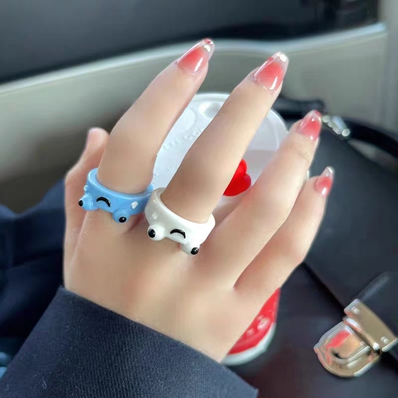 Papaozhu Trendi Resin Warna-Warni Bercahaya Katak Cincin Untuk Wanita Pria Anak Lucu Bercahaya Dalam Gelap Kartun Rings Kreatif Jari Perhiasan Hadiah Yang Sempurna