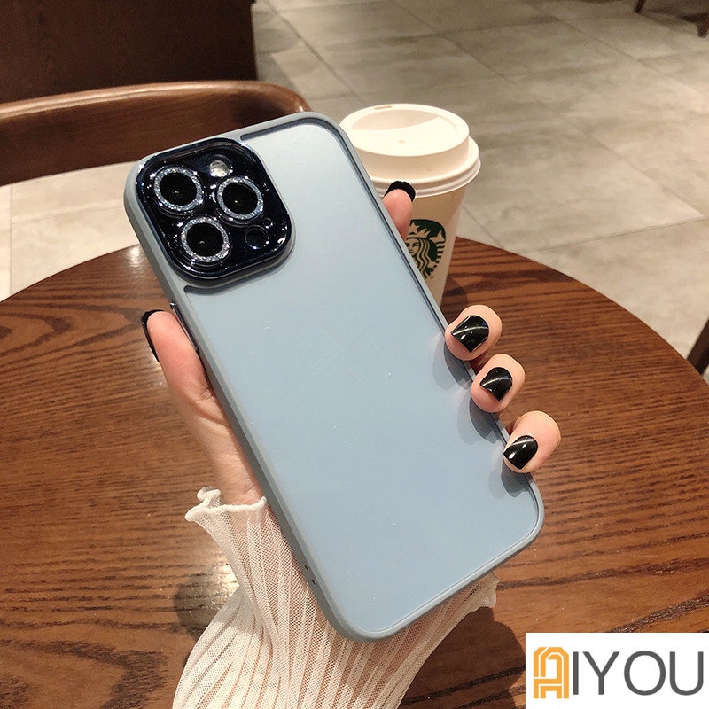 IPHONE Armor Hard case Akrilik Transparan Tahan Guncangan Untuk Iphone13 12 Pro Max11 Glitter Plating Pelindung Kamera Bening Soft Cover