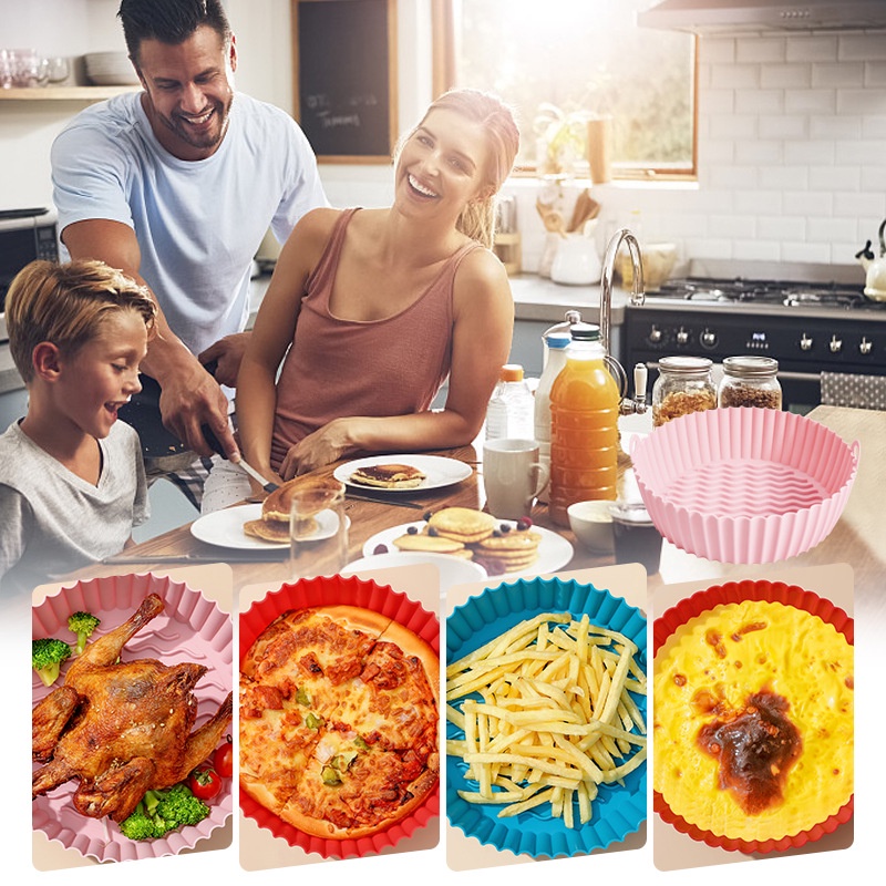 20cm Food Grade Silicone Air Fryer Tray Mudah Dibersihkan Dan Digunakan Kembali Insulated Baking Tray