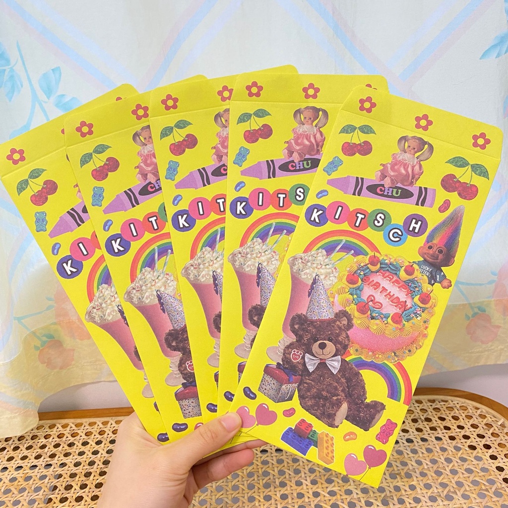 Ins Style Retro Pink Sweetheart Bear Teddy Bear Lucu Tas Amplop Hadiah Tas Amplop Niche Handbook