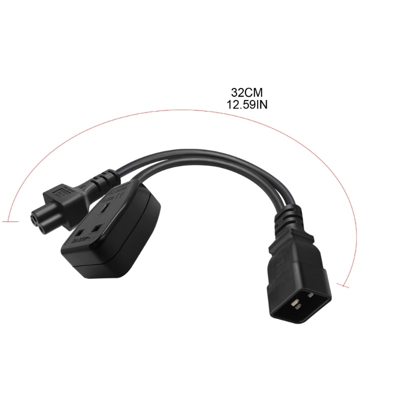 Zzz IEC320-C20 Male to IEC320-C5 +UK 13A Female Adapter Cord Y-splitter Power Line