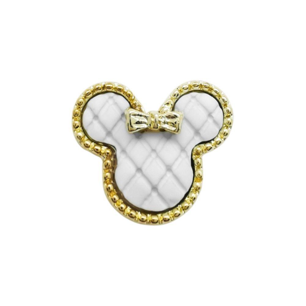 Mxbeauty Dekorasi Nail Art Gaya Perancis Mutiara Ikatan Simpul Mickey Kepala Rhinestones Berlian Cincin Aksesoris Kuku