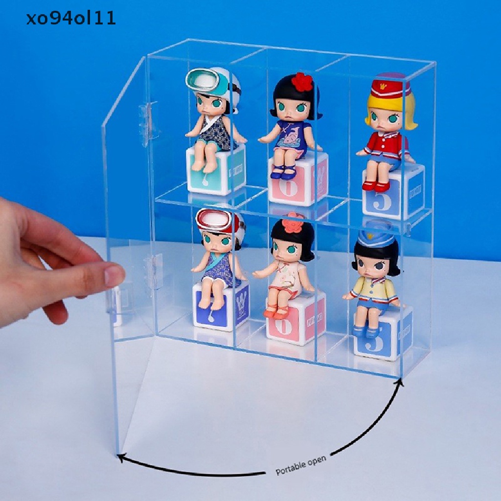 Xo 6grids Action Figure Kotak Penyimpanan Boneka Lemari Pajangan Akrilik blind Box Showcase Model Kolekte Kerajinan Mainan Organizer OL