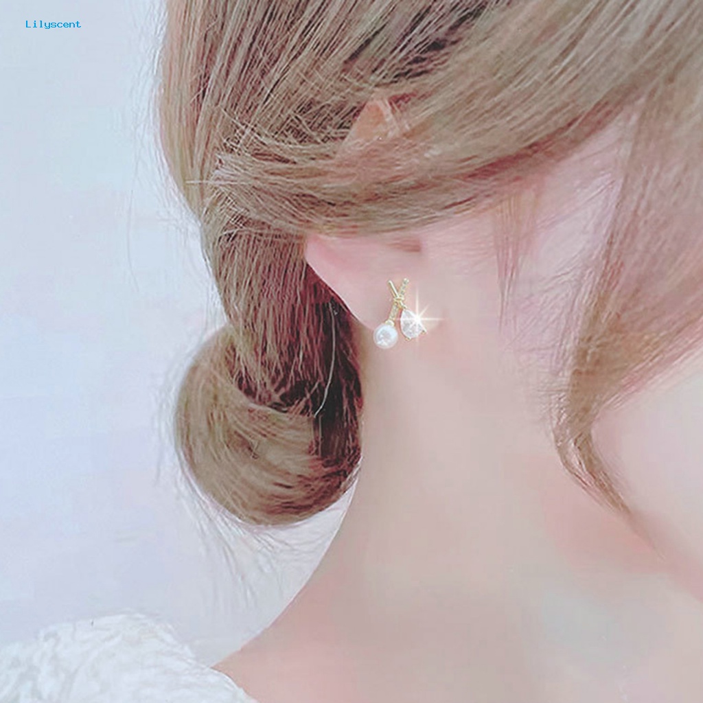 Lilyscent 1pasang Anting Pejantan Tidak Teratur Untuk Perjamuan Perhiasan Fashion Faux Zircon Ear Studs Rhinestone Bertatahkan