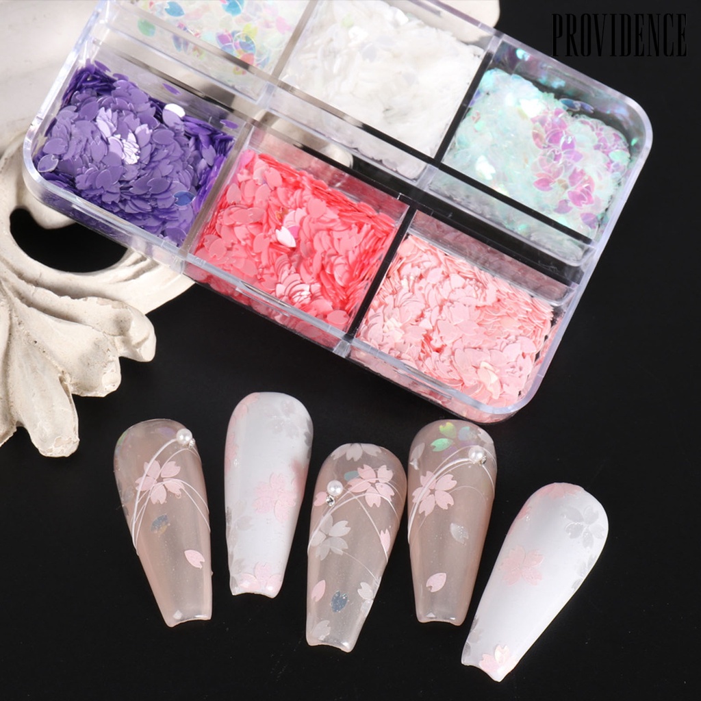 Providence 1kotak Nail Art Sequin Shining Easy Paste Indah Permukaan Halus Tipis DIY Nail Art Tangan Kecantikan Cherry Blossom Kelopak Nail Art Ornamen Manicures Stuff