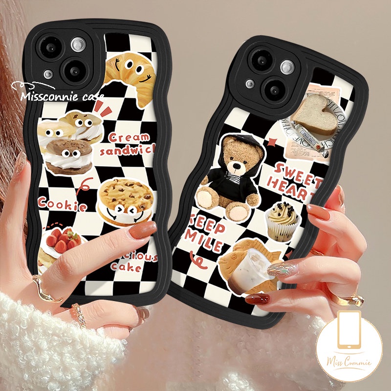 IPHONE Casing Kue Kering Sandwich Cream Enak Cocok Untuk Iphone11 14 13 12 Pro Max7 8 6s 6 Plus X XR XS Max14 Plus 7Plus SE 2020 Soft Tpu Wavy Edge Cover