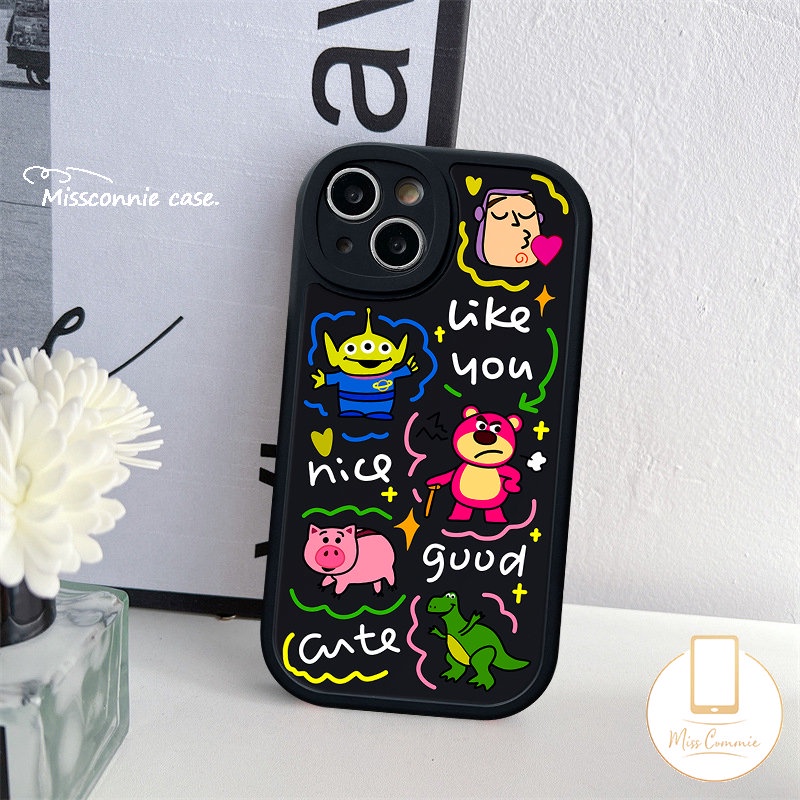 Kartun Toy Story Alien Cute Strawberry Bear Manyo Phone Case Kompatibel Untuk IPhone 7Plus 11 Pro Max XR X7 8 6 6s Plus 14 13 12 Pro Max XS Max SE 2020 Lovely Pig Soft Tpu Cover