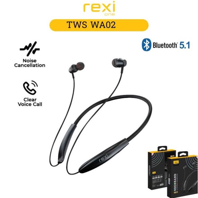 Headset Rexi WA02 Bluetooth v 5.1 cocok untuk olahraga seperti lari Sudah Termasuk Kabel Micro