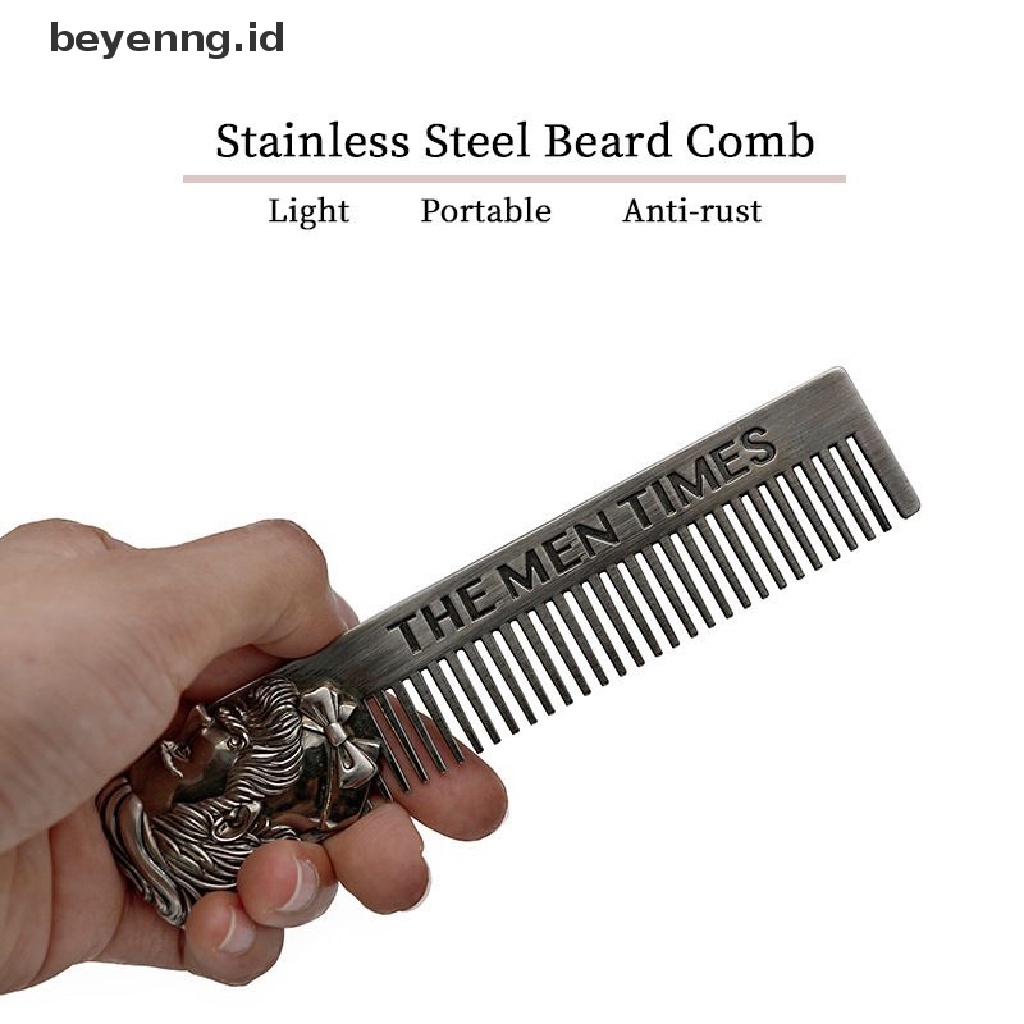 Beyen 1Pc Gentelman Barber Styling Alat Sisir Logam Stainless Steel Pria Jenggot Comb ID