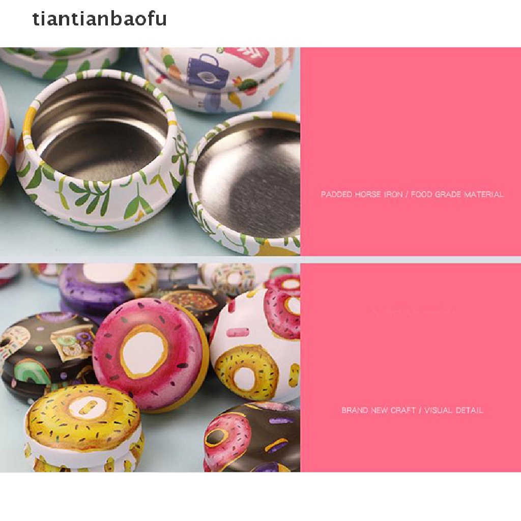 [tiantianbaofu] 12 Pcs Mini Elegan Bunga Tin Kotak DIY Jar Balm Bulat Kosong Case Penyimpanan Butik