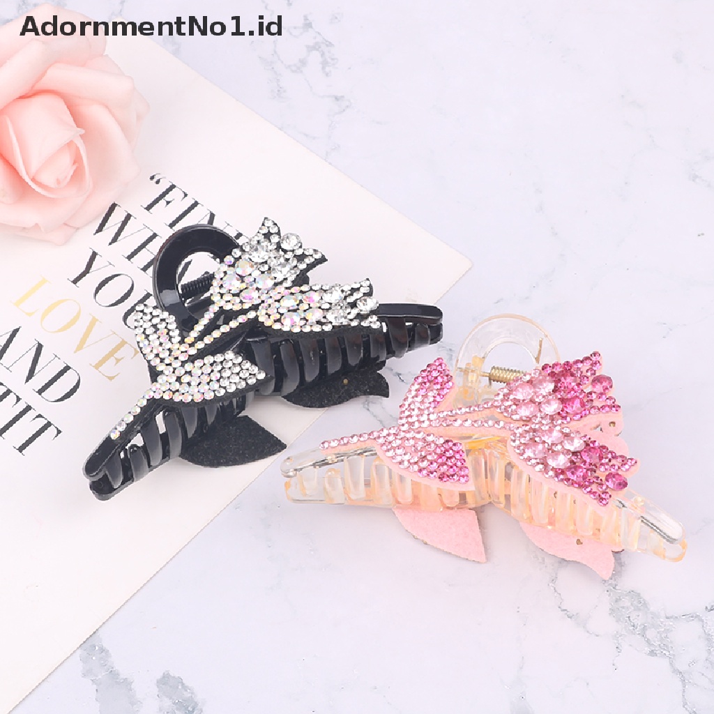 [AdornmentNo1] French Tulip Rhinestone Hair Claw Penjepit Cakar Bentuk Bunga Elegan Untuk Wanita [ID]