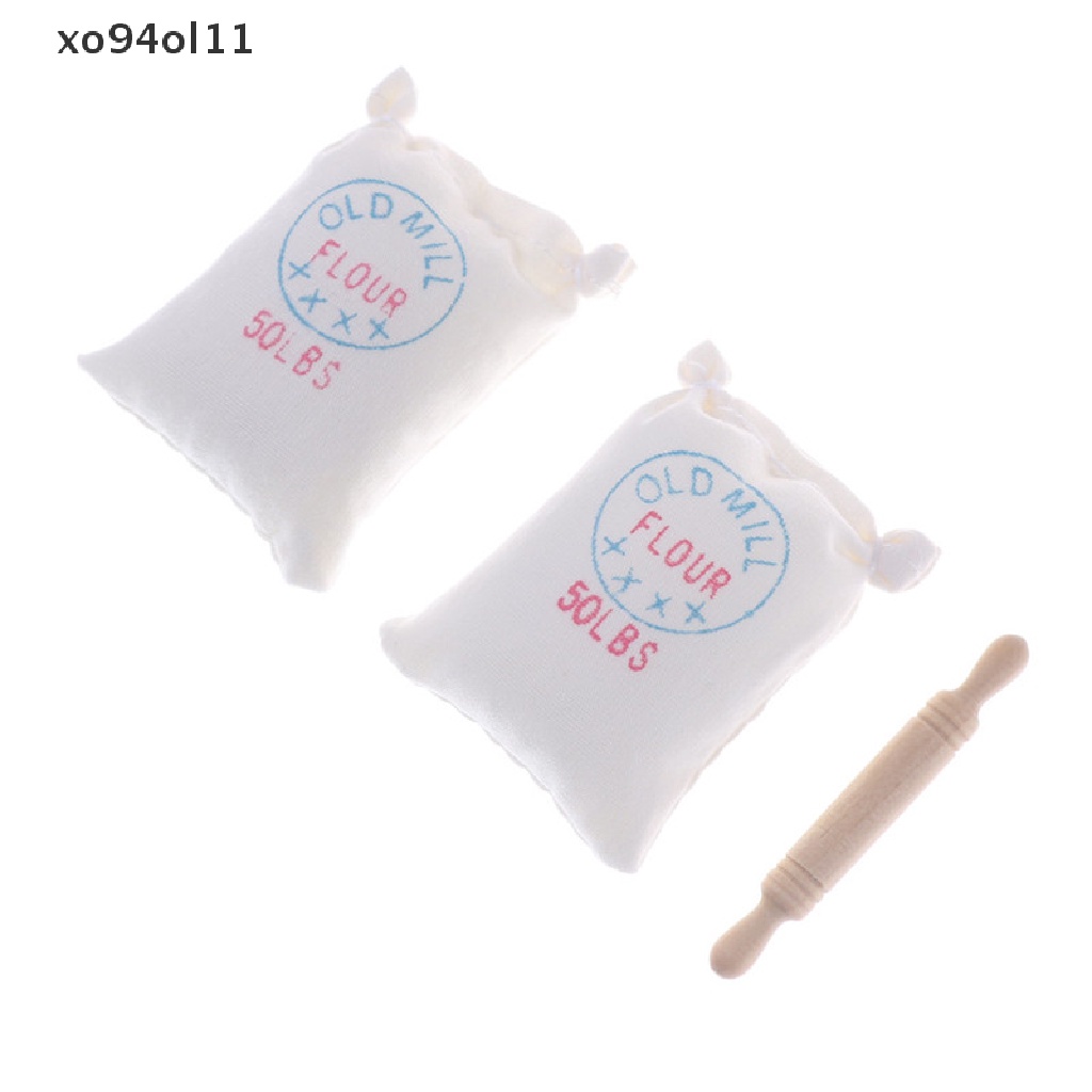 Xo Rumah Boneka1:12 DIY Aksesoris Model Dua Tas Tepung Dan Rolling Pin Mainan OL